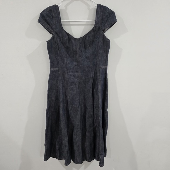 Talbots Linen Chambray Dress Size 2 Petite Blue Sundress Summer Mini - Picture 2 of 11